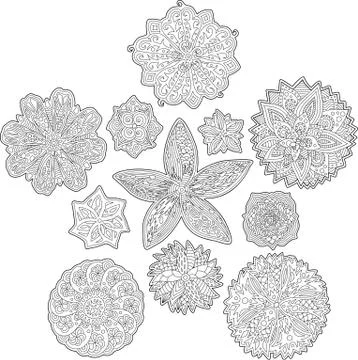 Floral abstract patterns for coloring book pages Stock Illustration