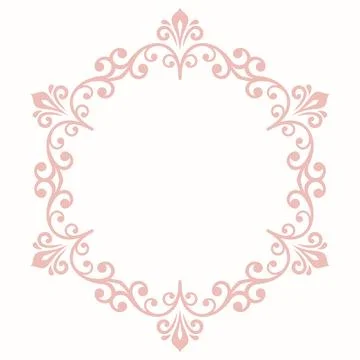 Floral Abstract Round Frame With Arabesques Stock Illustration