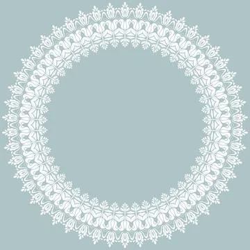 Floral Abstract Round Frame With Arabesques Stock Illustration