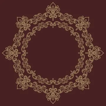 Floral Abstract Round Frame With Arabesques Stock Illustration