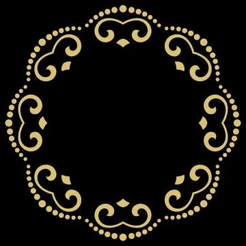 Floral Abstract Round Frame With Arabesques Stock Illustration