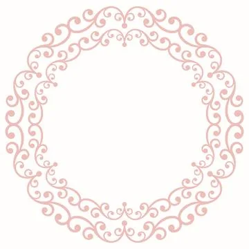 Floral Abstract Round Frame With Arabesques Stock Illustration