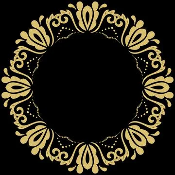 Floral Abstract Round Frame With Arabesques Stock Illustration