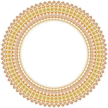 Floral Abstract Round Frame With Arabesques Stock Illustration