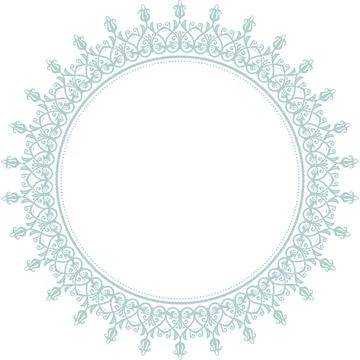 Floral Abstract Round Frame With Arabesques Stock Illustration