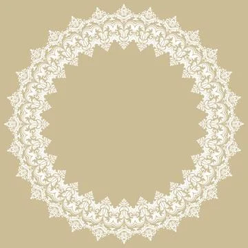 Floral Abstract Round Frame With Arabesques Stock Illustration