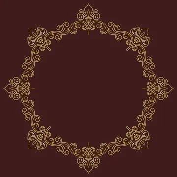 Floral Abstract Round Frame With Arabesques Stock Illustration