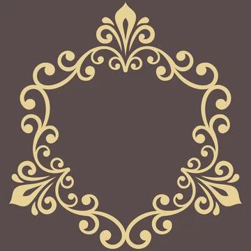 Floral Abstract Round Vector Frame With Arabesques 스톡 일러스트