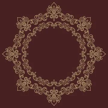 Floral Abstract Round Vector Frame With Arabesques Stock Illustration