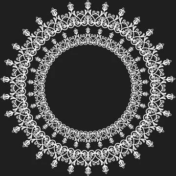 Floral Abstract Round Vector Frame With Arabesques Stock Illustration