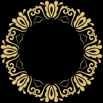 Floral Abstract Round Vector Frame With Arabesques Stock Illustration