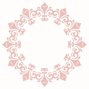 Floral Abstract Round Vector Frame With Arabesques Stock Illustration
