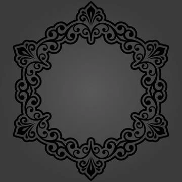 Floral Abstract Round Vector Frame With Arabesques Stock Illustration