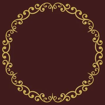 Floral Abstract Round Vector Frame With Arabesques Illustrazione stock