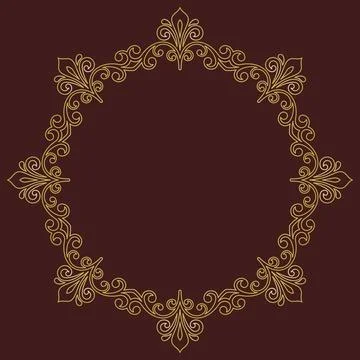 Floral Abstract Round Vector Frame With Arabesques 스톡 일러스트