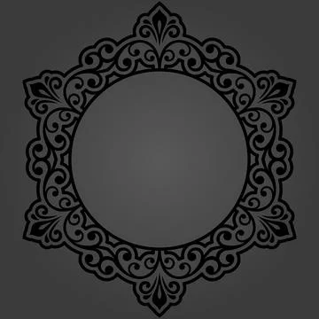 Floral Abstract Round Vector Frame With Arabesques Stock Illustration