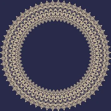 Floral Abstract Round Vector Frame With Arabesques Stock Illustration
