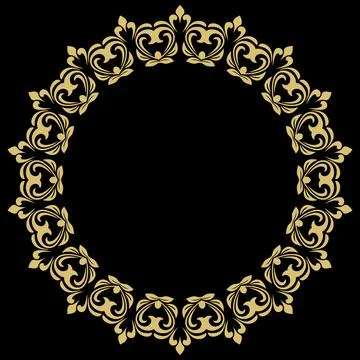 Floral Abstract Round Vector Frame With Arabesques Stock Illustration