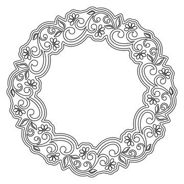 Floral Abstract Round Vector Frame With Arabesques Stock Illustration