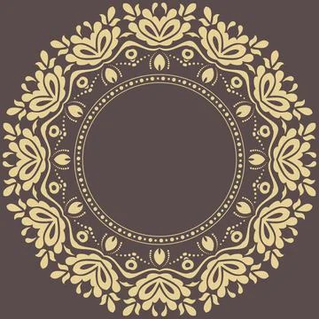Floral Abstract Round Vector Frame With Arabesques Stock Illustration