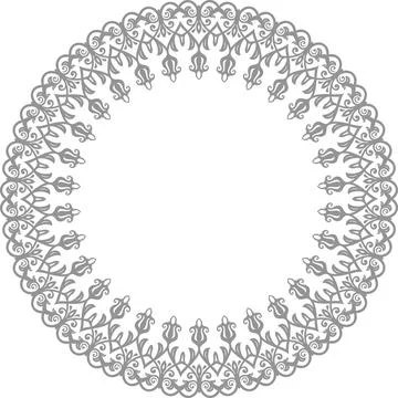 Floral Abstract Round Vector Frame With Arabesques Stock Illustration