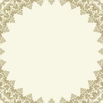 Floral Abstract Round Vector Frame With Arabesques Stock Illustration