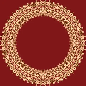 Floral Abstract Round Vector Frame With Arabesques Illustrazione stock