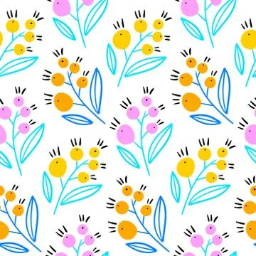 Floral abstract seamless pattern. Spring pattern with branches. Tropical leaves Stock-Illustration