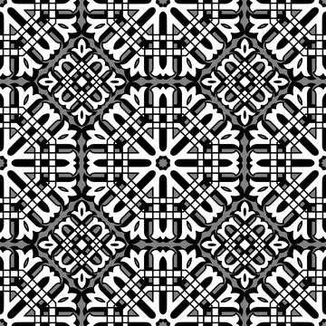 Floral abstract seamless pattern. Vector ornamental black and white backgroun Stock Illustration