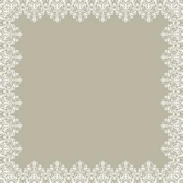 Floral Abstract Square Frame With Arabesques 스톡 일러스트