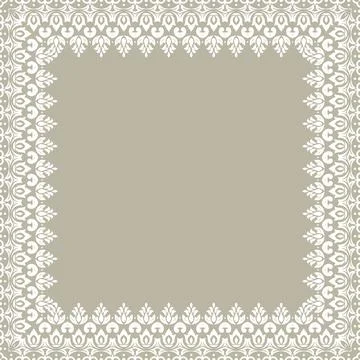 Floral Abstract Square Frame With Arabesques Stock Illustration