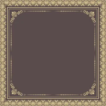 Floral Abstract Square Frame With Arabesques 库存插图