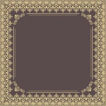 Floral Abstract Square Frame With Arabesques Illustrazione stock