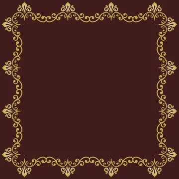 Floral Abstract Square Frame With Arabesques Stock Illustration