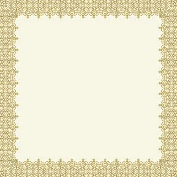 Floral Abstract Square Frame With Arabesques Stock Illustration