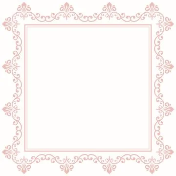 Floral Abstract Square Frame With Arabesques Stock Illustration