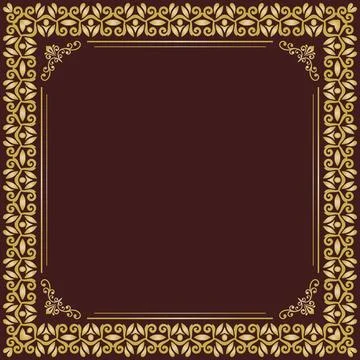 Floral Abstract Square Frame With Arabesques Stock Illustration