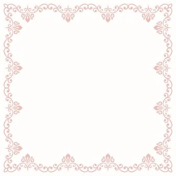 Floral Abstract Square Frame With Arabesques Stock Illustration