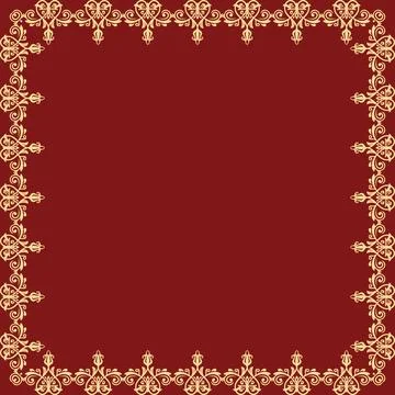 Floral Abstract Square Frame With Arabesques Stock Illustration