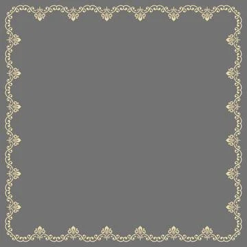 Floral Abstract Square Vector Frame With Arabesques Stock Illustration