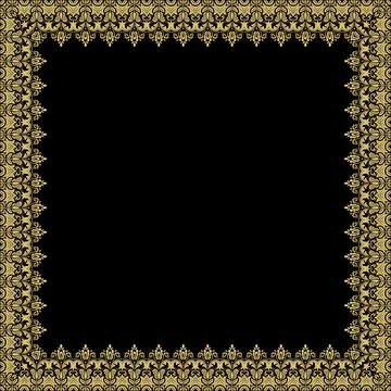Floral Abstract Square Vector Frame With Arabesques Stock Illustration