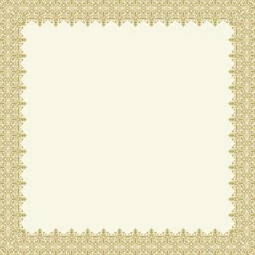 Floral Abstract Square Vector Frame With Arabesques Stock Illustration