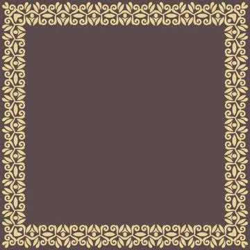 Floral Abstract Square Vector Frame With Arabesques Stock Illustration