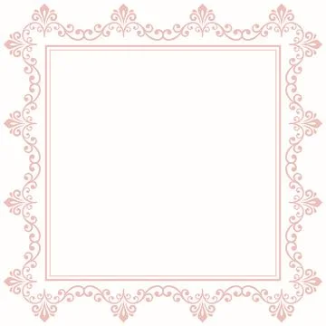 Floral Abstract Square Vector Frame With Arabesques Stock Illustration
