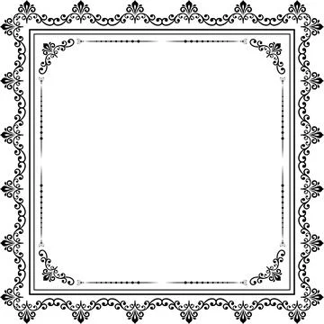 Floral Abstract Square Vector Frame With Arabesques Stock Illustration