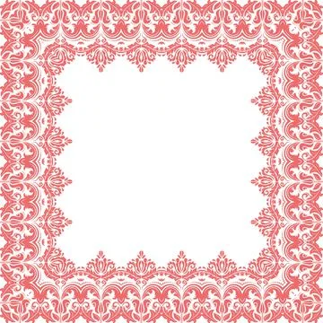 Floral Abstract Square Vector Frame With Arabesques Stock Illustration