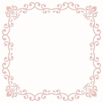 Floral Abstract Square Vector Frame With Arabesques Illustrazione stock
