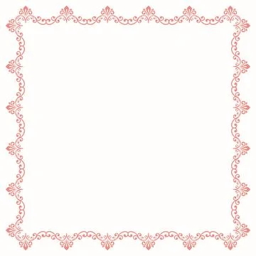 Floral Abstract Square Vector Frame With Arabesques Stock Illustration