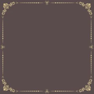 Floral Abstract Square Vector Frame With Arabesques Stock Illustration
