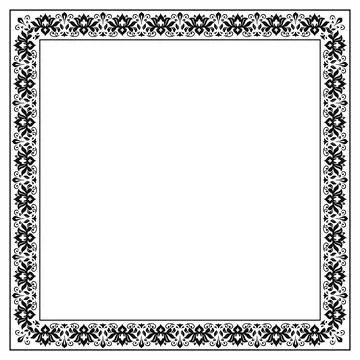 Floral Abstract Square Vector Frame With Arabesques Stock Illustration